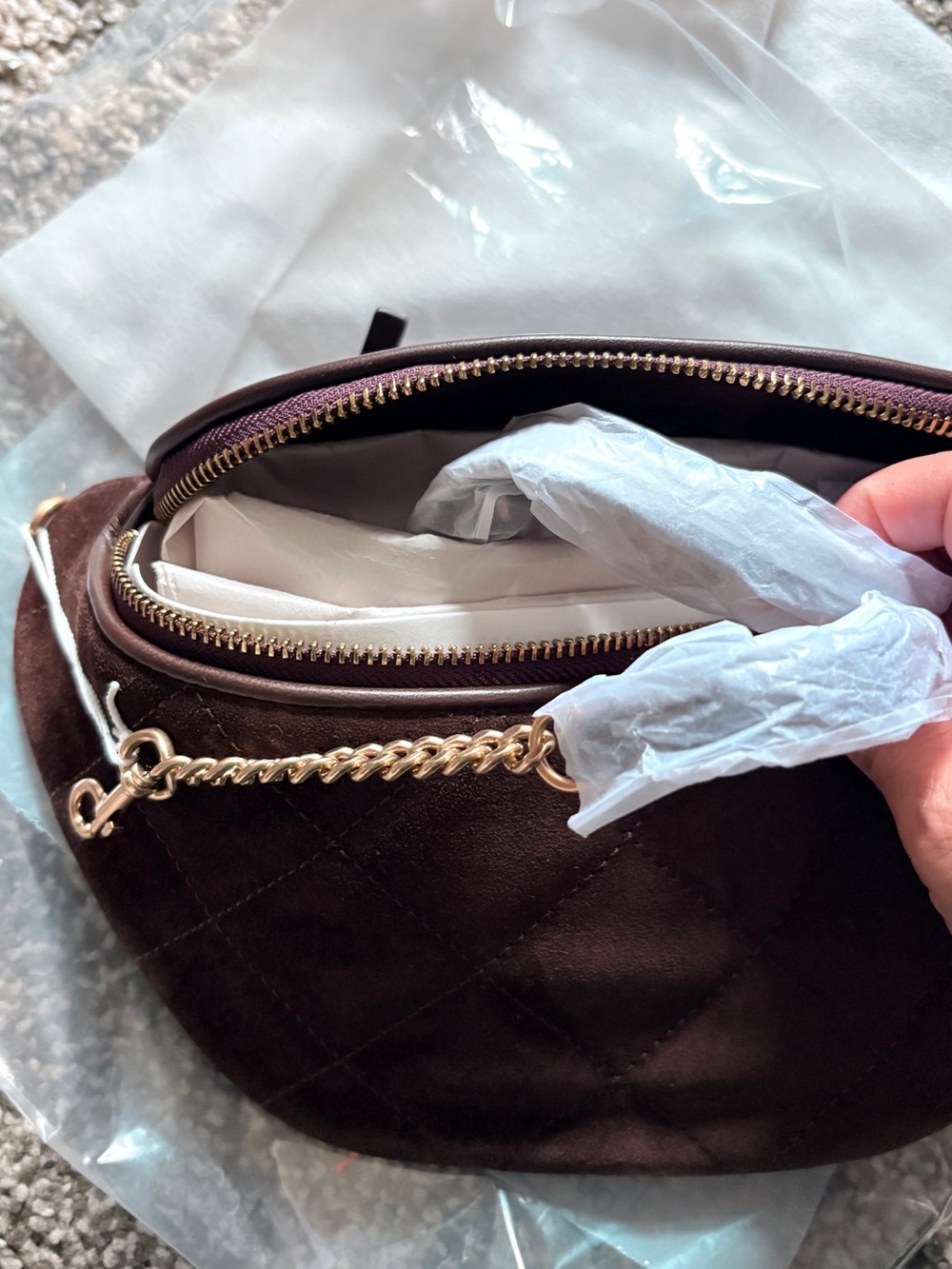Tory Burch Willa Suede Belt Bag/crossbody  in Dark Cocoa - Picture 8 of 10